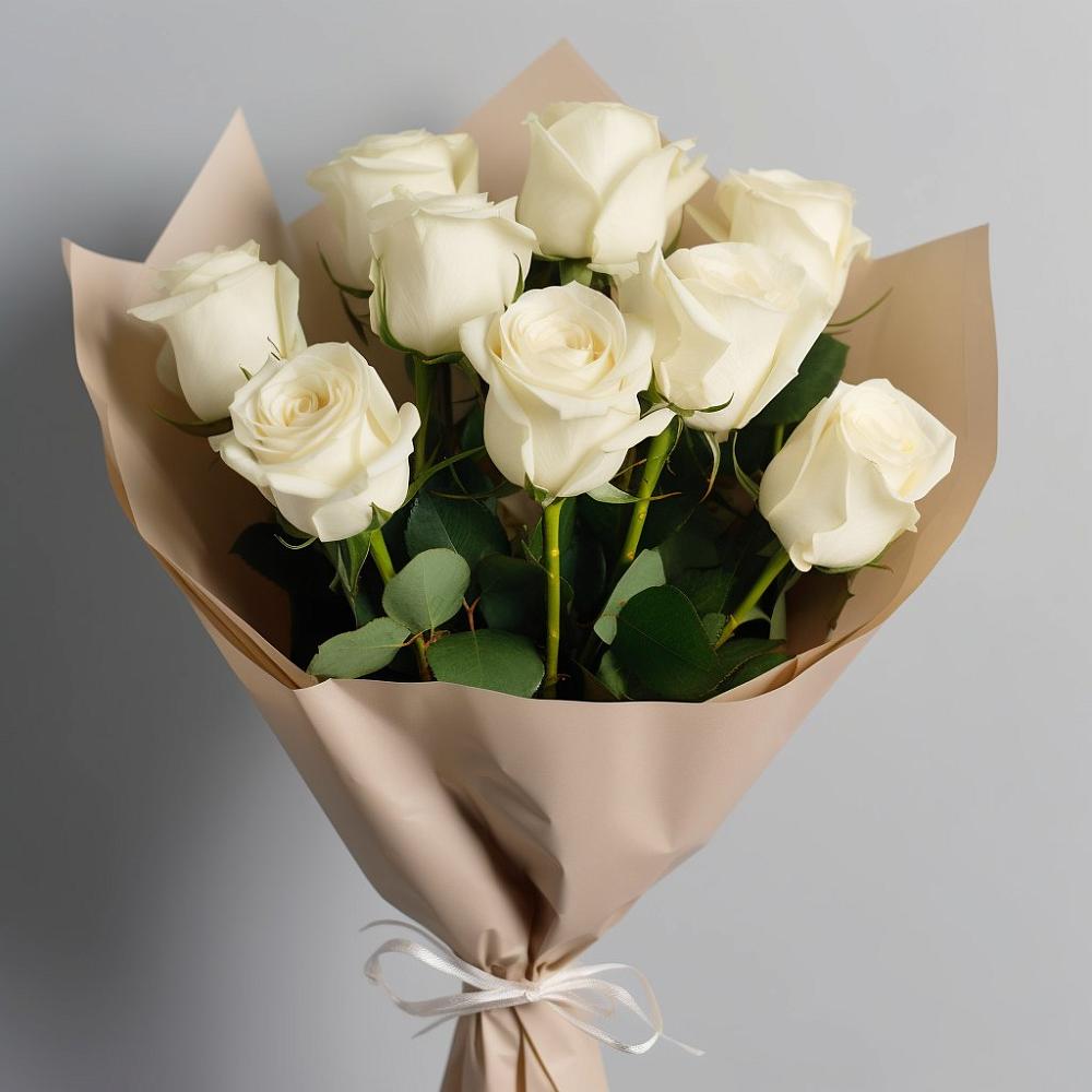 Букет 9 Белых роз Эдлесс Лав в Локне