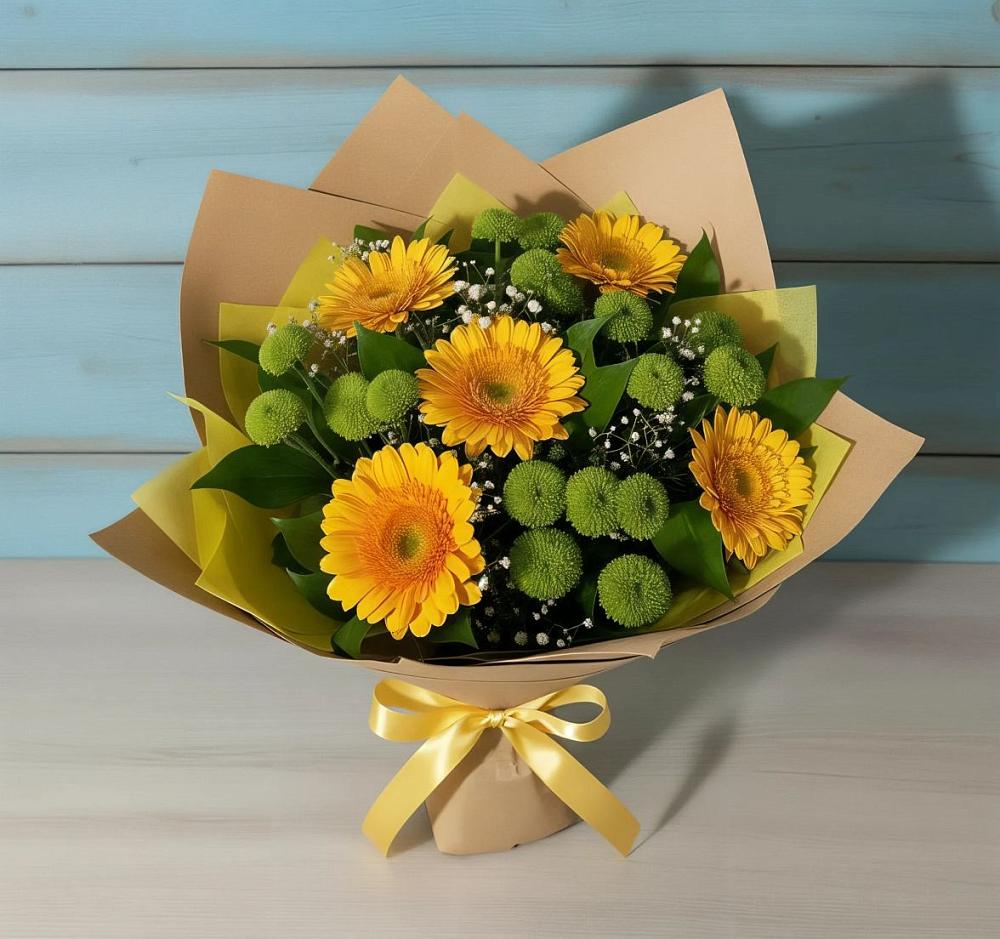 Букет цветов из: Герберы и Хризантемы в Локне