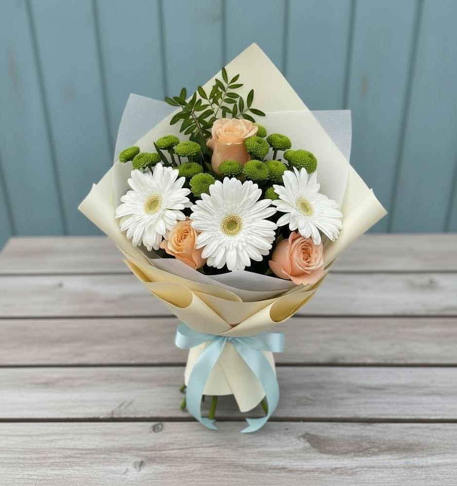 Букет цветов из: Герберы, Розы и Хризантемы в Локне