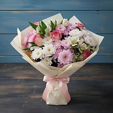 Букет цветов из:  Хризантемы, Альстромерии и Розы в Локне