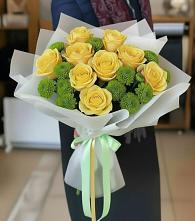 Букет цветов из:  Хризантемы и Розы в Локне