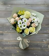 Букет цветов из:  Альстромерии, Розы и Хризантемы в Локне